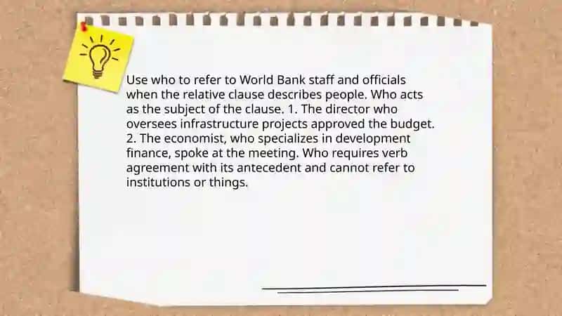 The world bank. Relative clauses 3