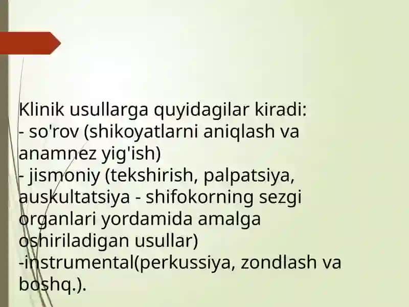 BEMORNI TEKSHIRISH USULLARI 3