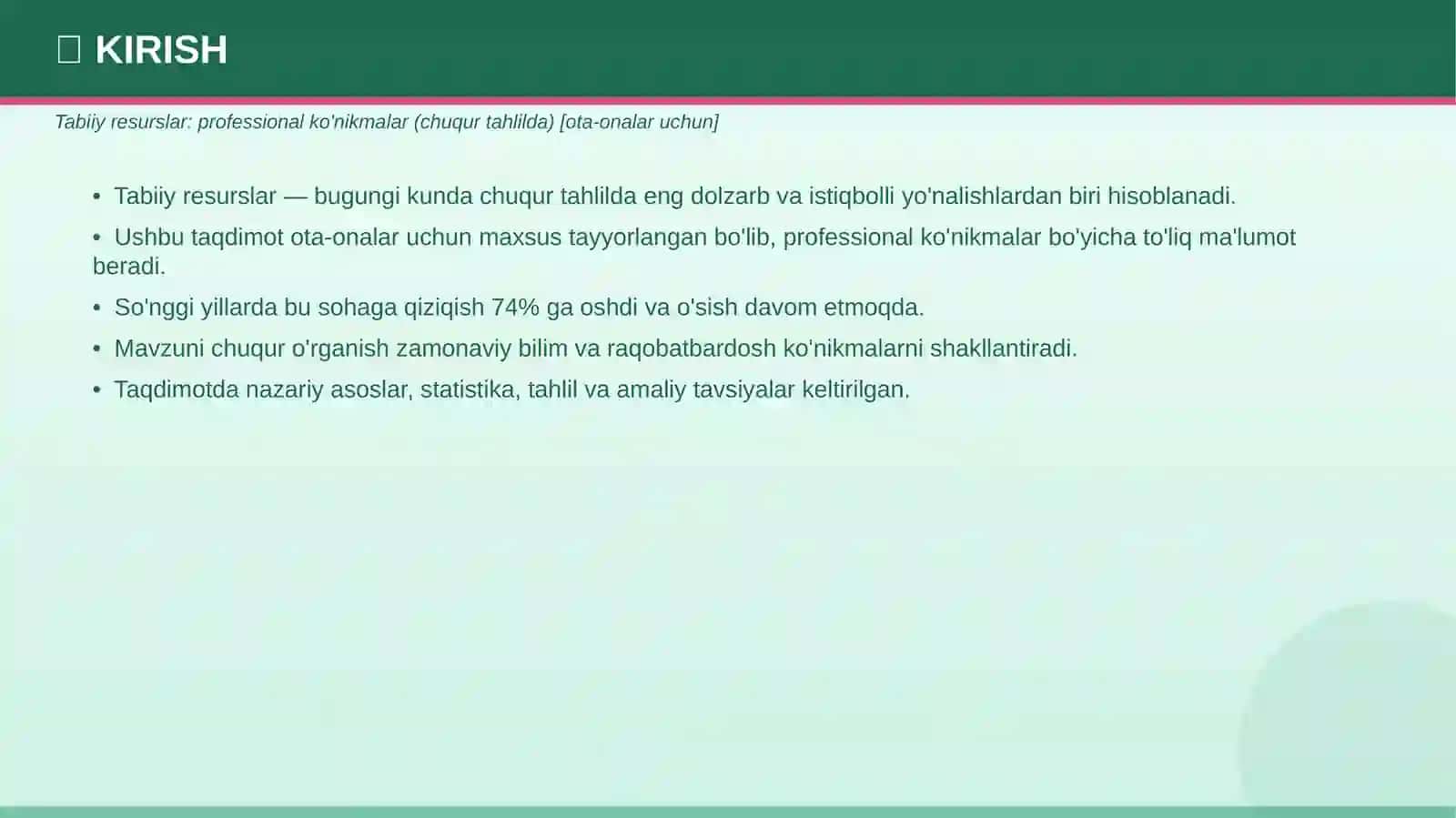 Tabiiy resurslar: professional ko'nikmalar — chuqur tahlilda [ota-onalar uchun] 3