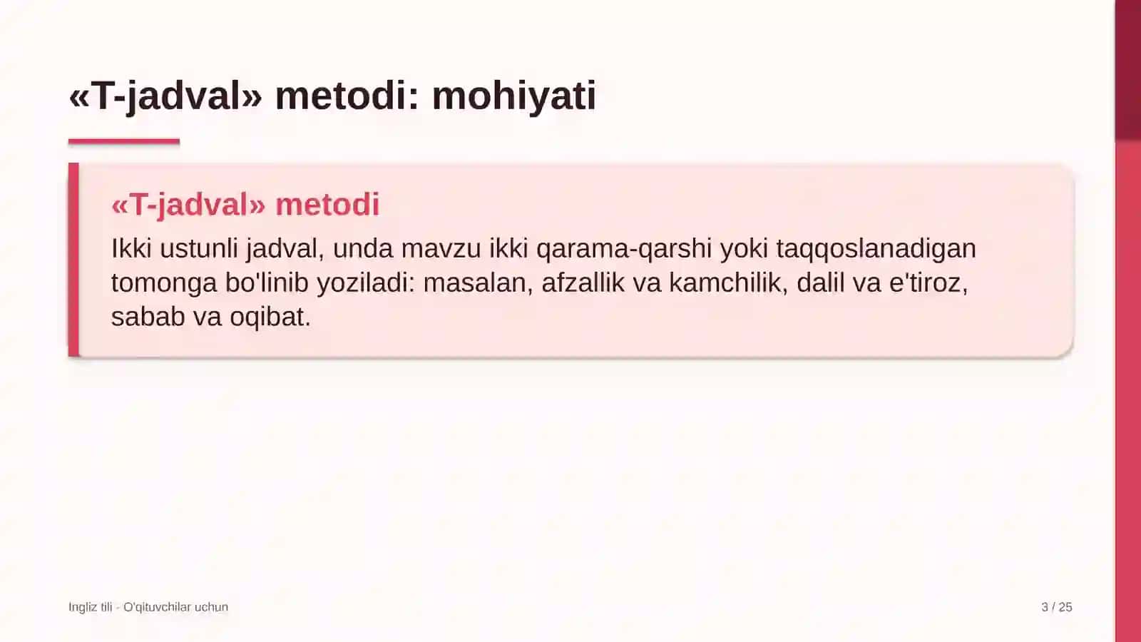 ingliz tili darslarida t jadval metodidan foydalanish 2957 3