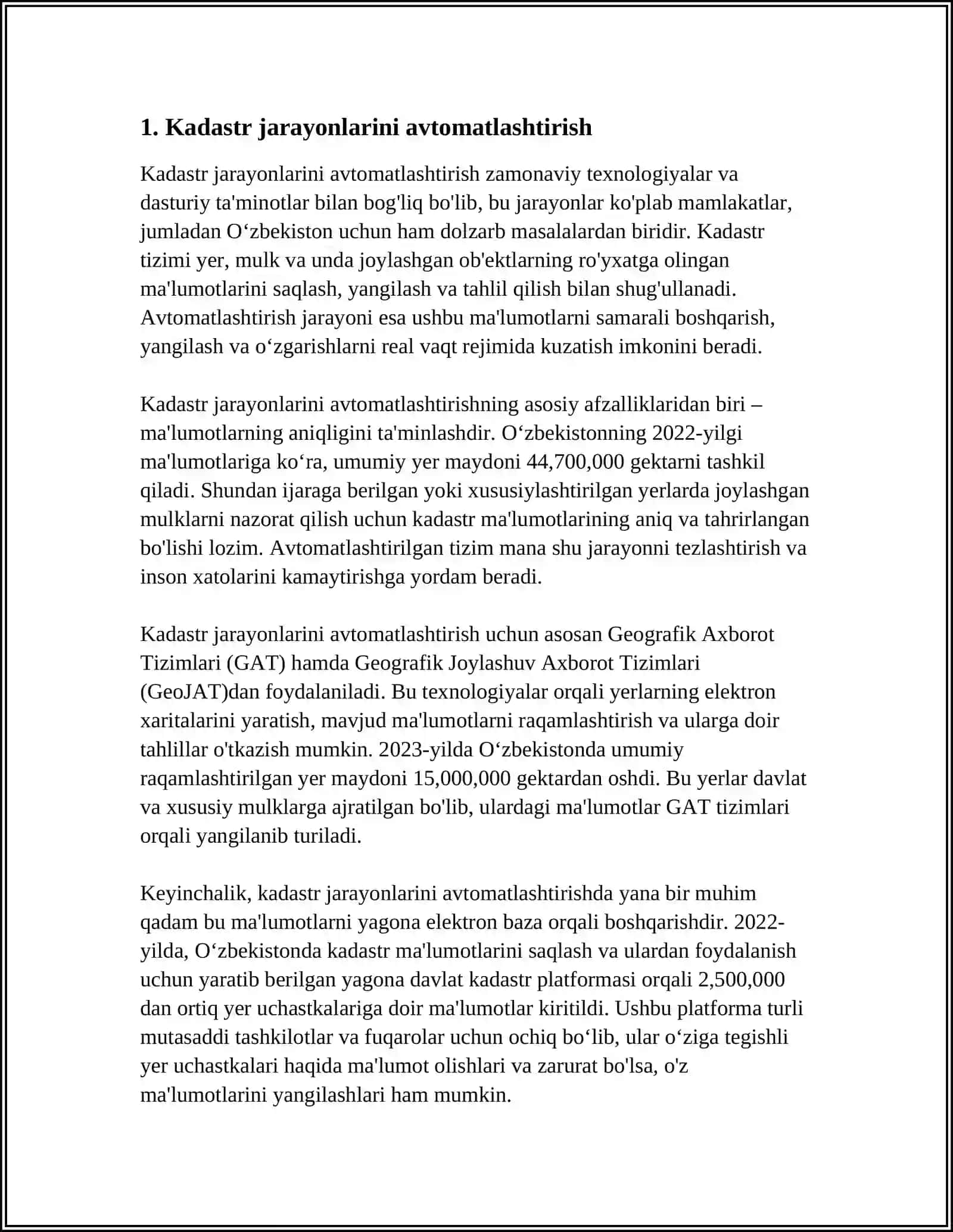 KADASTR AGENTLIGI BOSHQARUV TAMOYYILARI 3