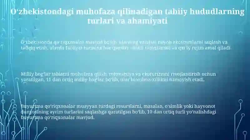 Oʻzbekistonning muhofaza qilinadigan tabiiy hududlari: umumiy tavsif va ahamiyati 3
