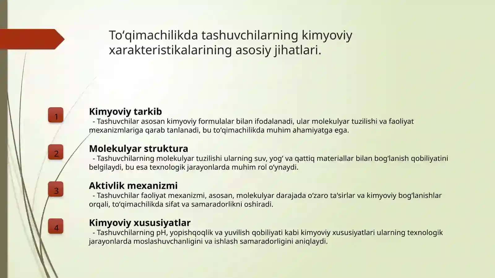 Tashuvchilarning xususiyati va toʻqimachilik materiallarini pardozlash jarayonida qoʻllanilishi 3