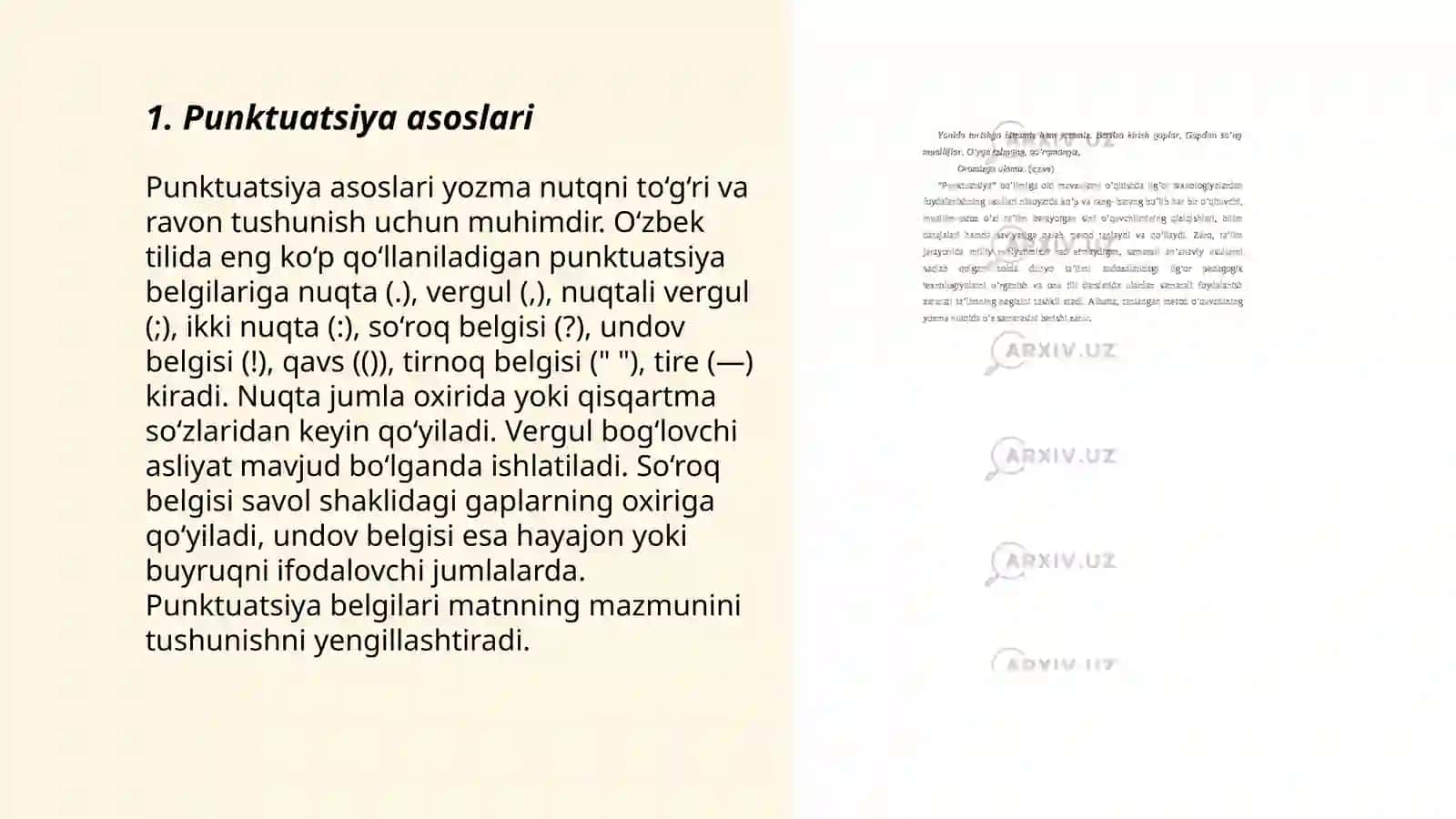 Punktuatsiya bo’limini o’qitish bo’yicha taqdimotlar tayyorlash 3