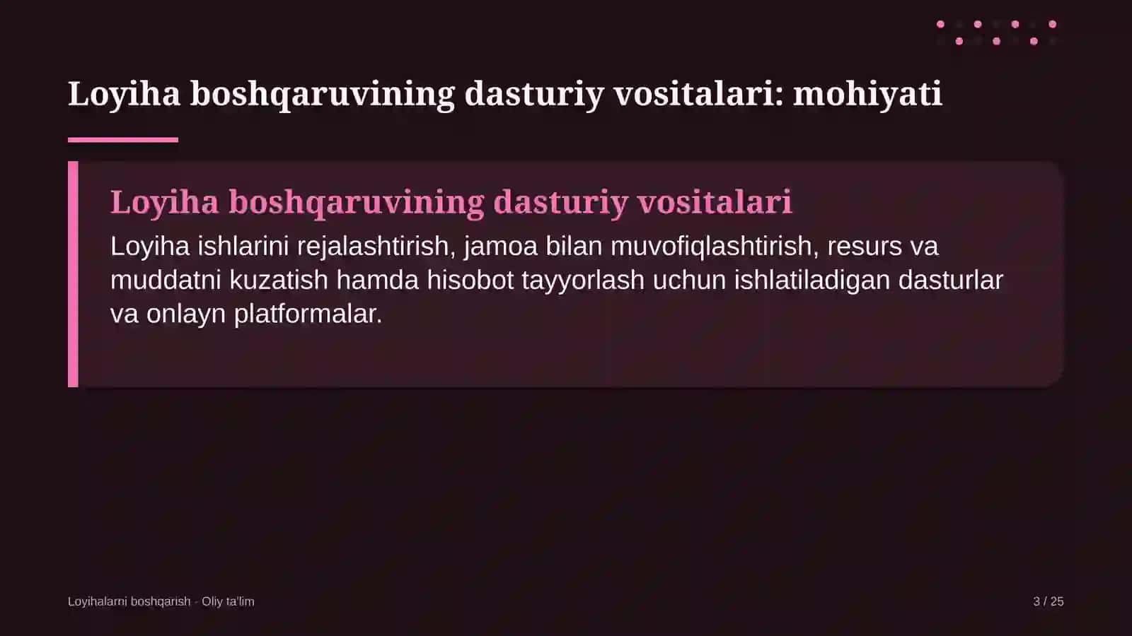 Bandlikka ko'maklashish markazlarida loyiha boshqaruvining dasturiy vositalari 3
