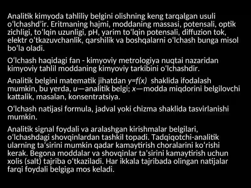 ANALITIK KIMYONING METROLOGIK ASOSLARI.  ANALIZ XATOLARINING SINFLANISHI. SISTEMATIK VA TASODIFIY XATOLAR 3