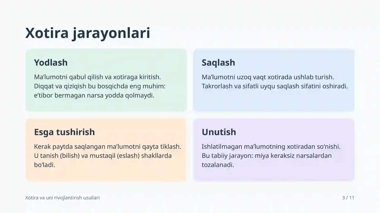 Xotira va uni rivojlantirish usullari 3