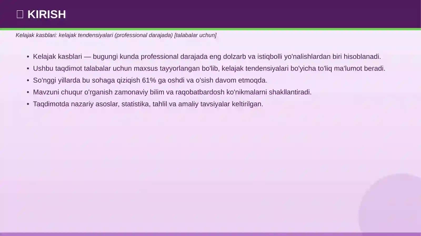 Kelajak kasblari: kelajak tendensiyalari (professional darajada) [talabalar uchun] 3