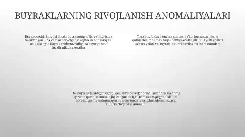 Siydik Ayiruv A'Zolarining Rivojlanish Nuqsonlari 3