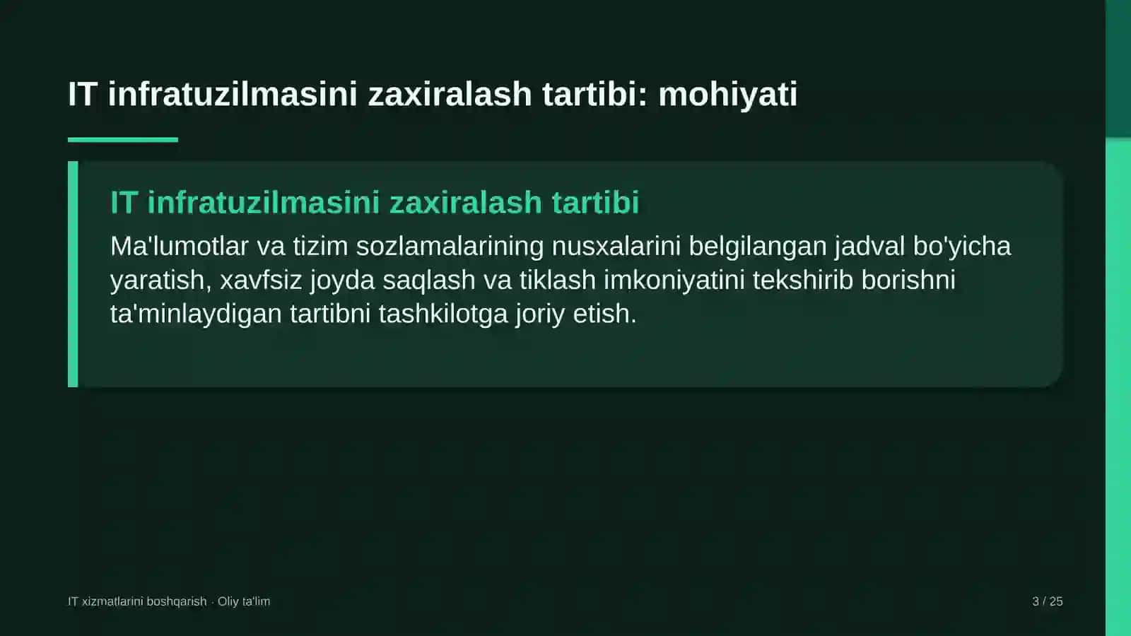 Ekskursiya byurolarida axborot texnologiyalari infratuzilmasini zaxiralash tartibini joriy etish 3