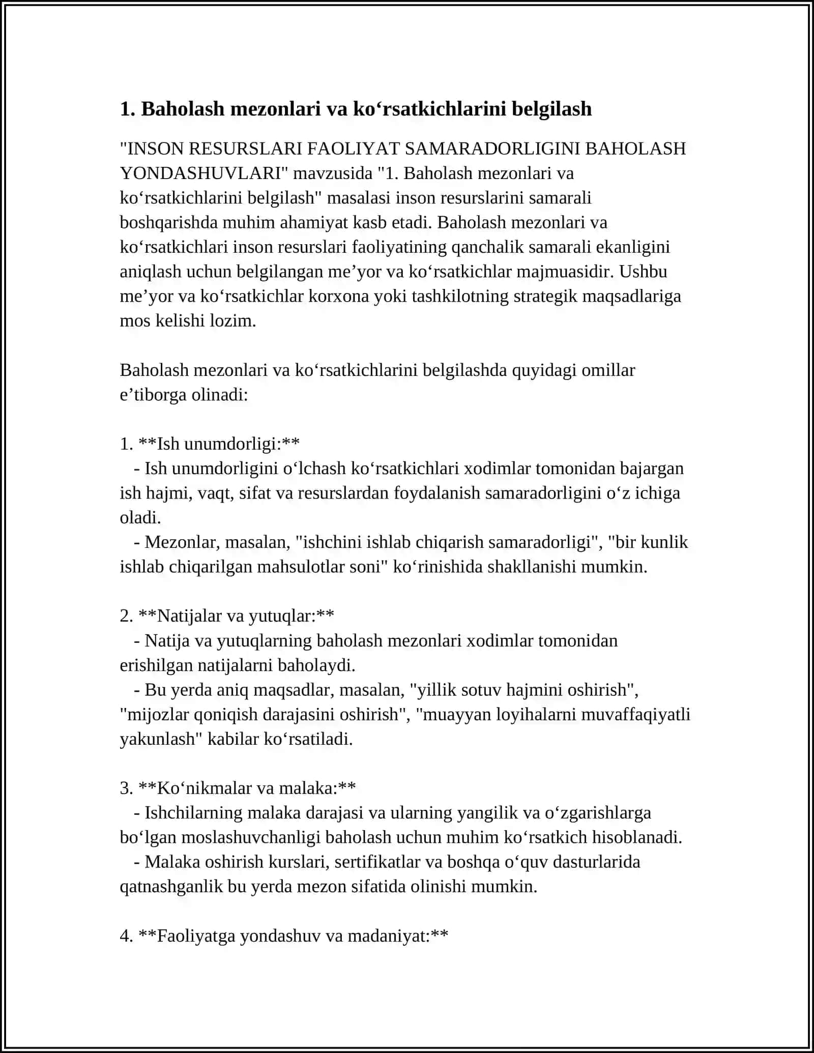 INSON RUSERSLARI FAOLIYAT SAMARADORLIGINI BAHOLASH YONDASHUVLARI 3