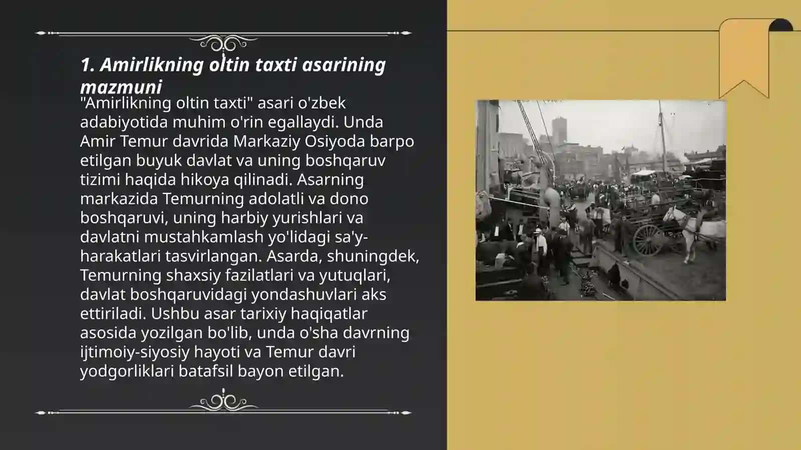 Amirlikning oltin taxti asari 3
