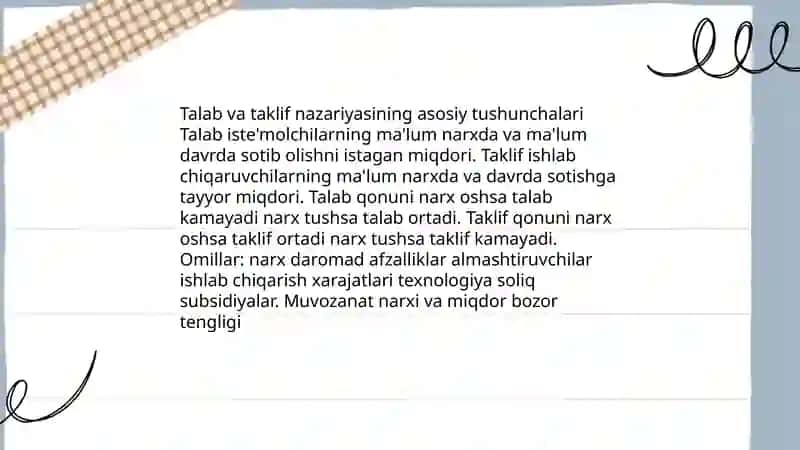 Talab va taking nazariyasi 3