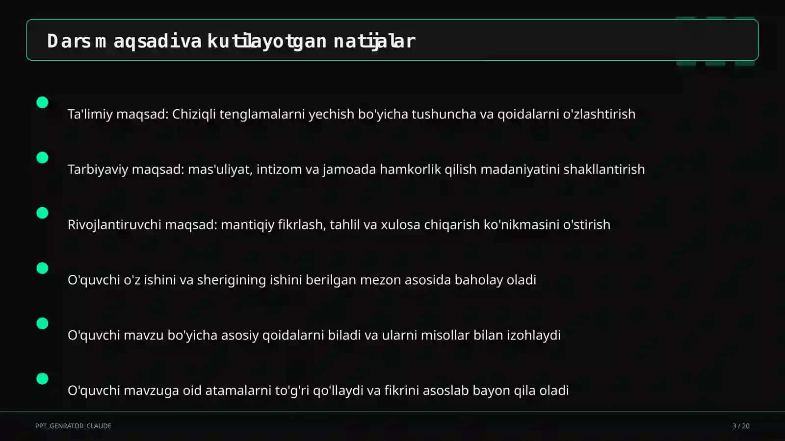 Chiziqli tenglamalarni yechish (6-sinf) 3
