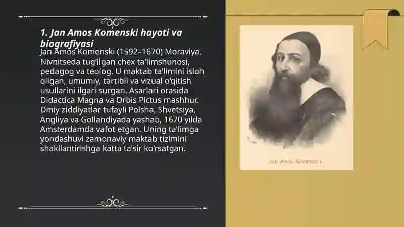 Jan Amos Komenski hayoti va biografiyasi 3