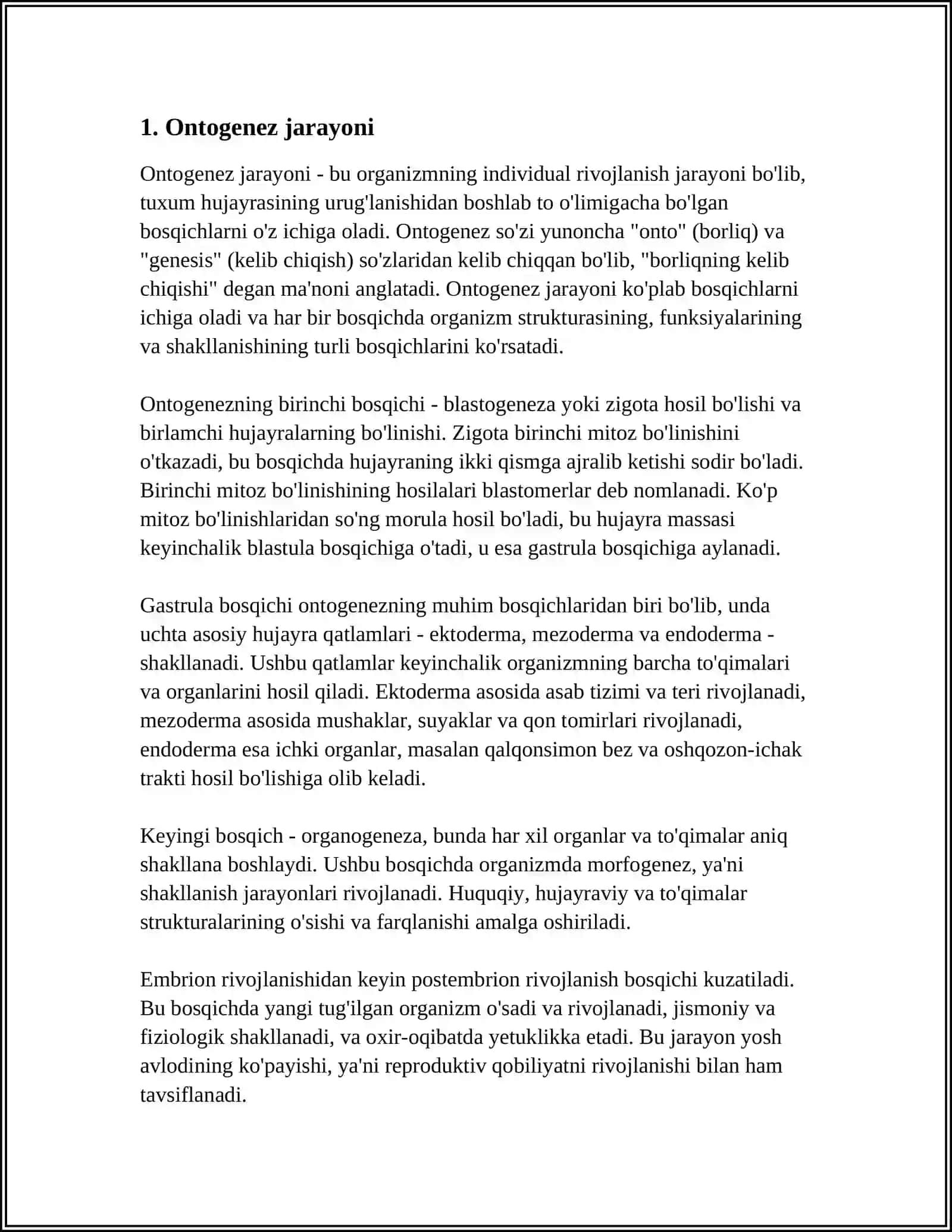 ONTOGENEZ‘‘ BIOGENETIK QONUN 3