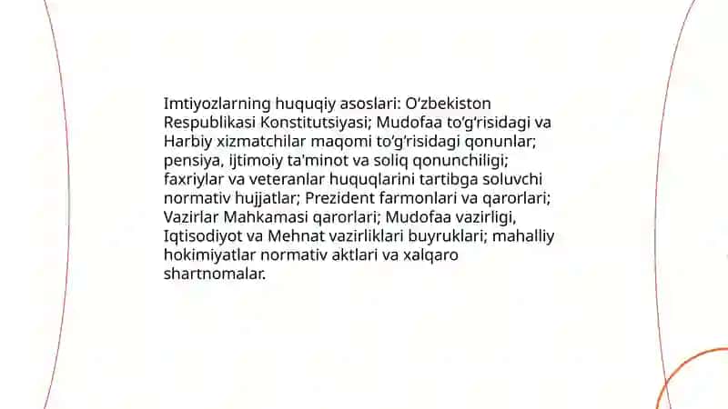 O'zbekiston Respublikasi Qurolli Kuchlaridagi Imtiyozlarning Asosiy Turlari va Tuzilishi 3