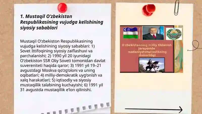 Mustaqil O‘zbekiston Respublikasi tashkil topishining tarixiy ahamiyat 3
