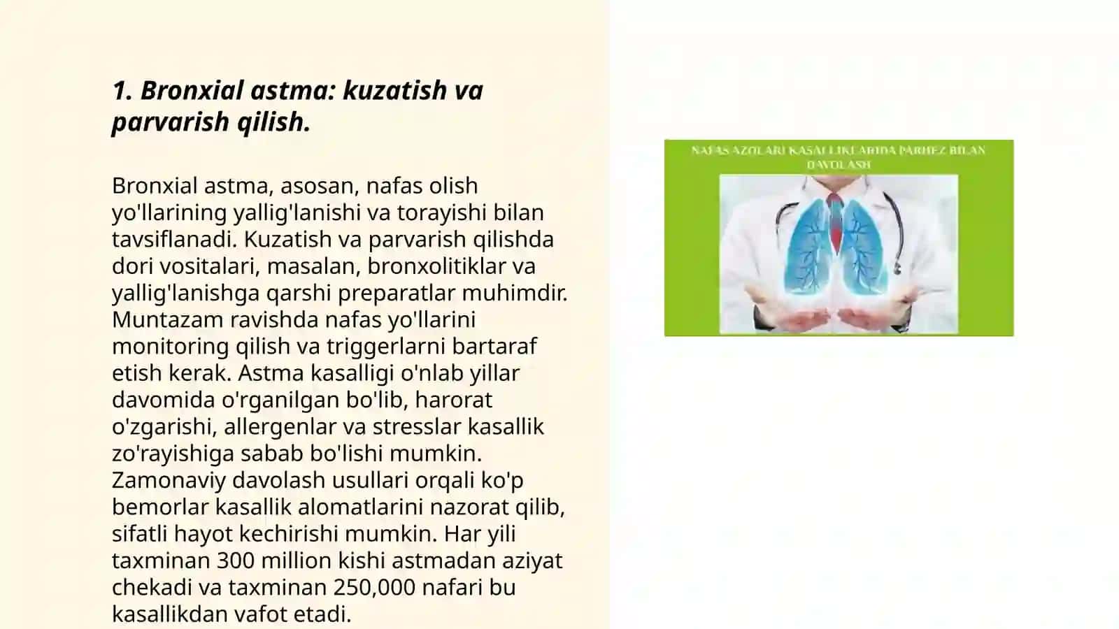 Nafas olish tizimi kasalliklarida bemorlarni kuzatish va parvarish qilish 3