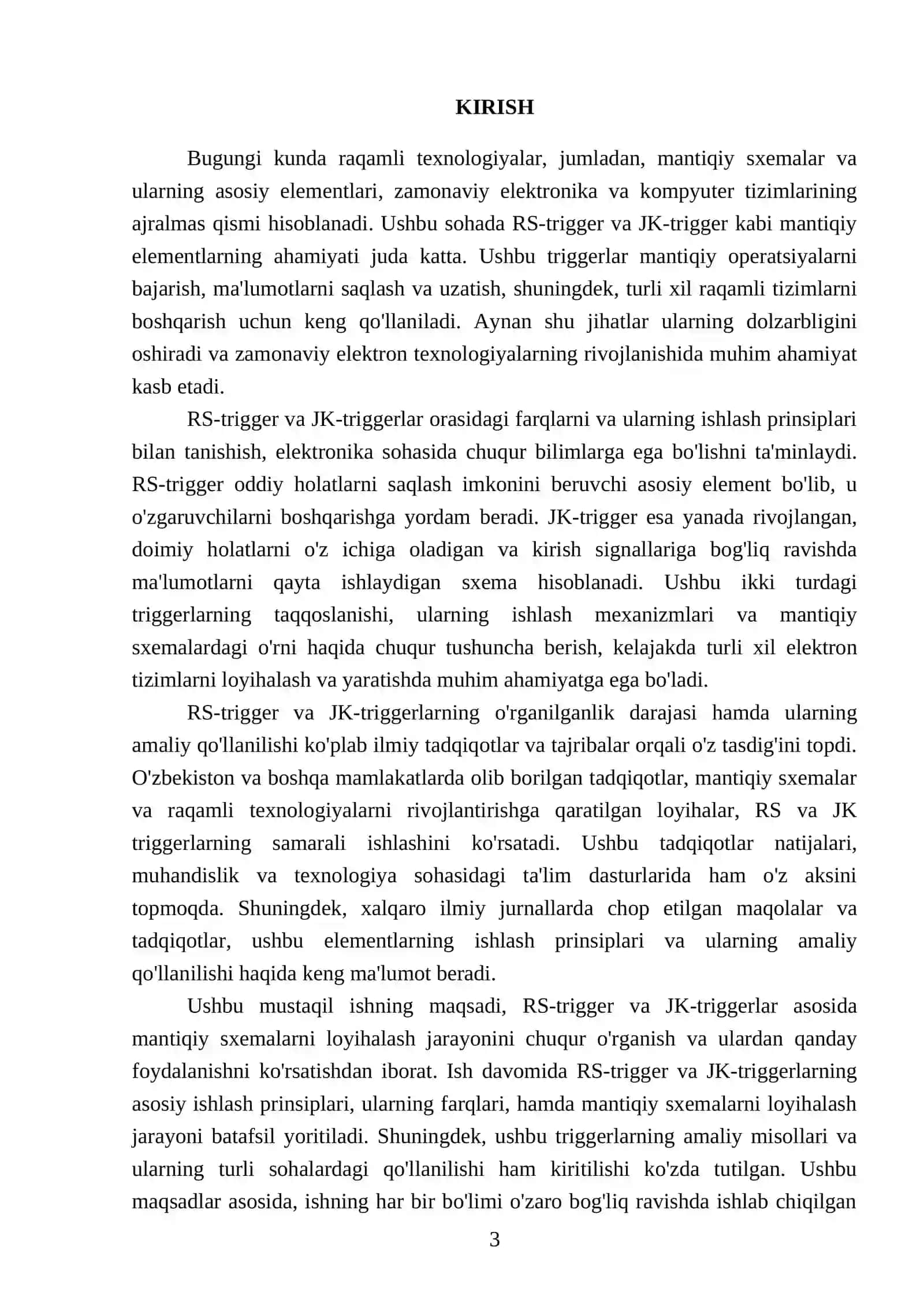 RS-trigger va JK triggerlar asosida mantiqiy sxemalarni loyihalash 3