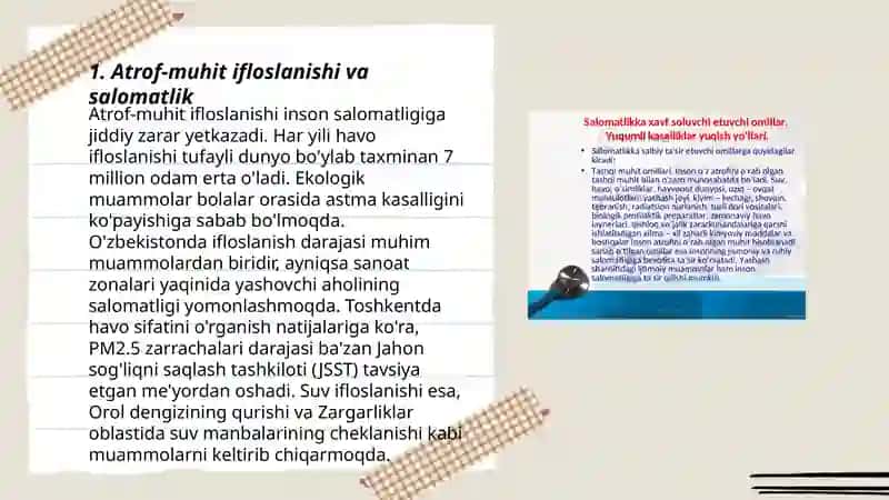 Atrof-muhit bilan o'zaro ta'sir natijasida salomatlik 3