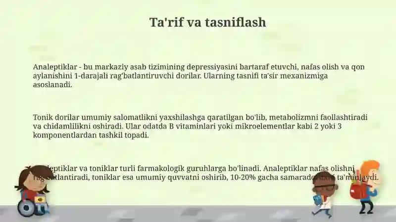 Analeptiklar va umumiy tonusni oshiruvchi dori vositalar 3