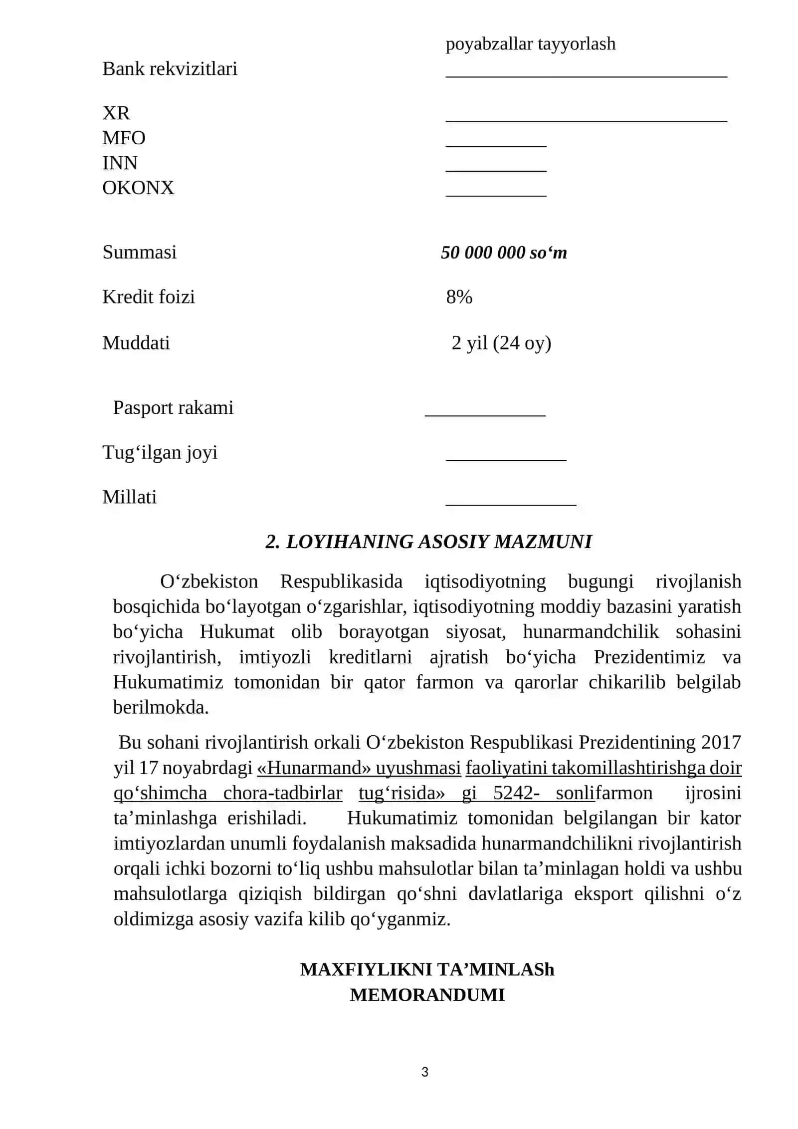 Milliy poyabzallar tayyorlash BIZNES REJASI 3