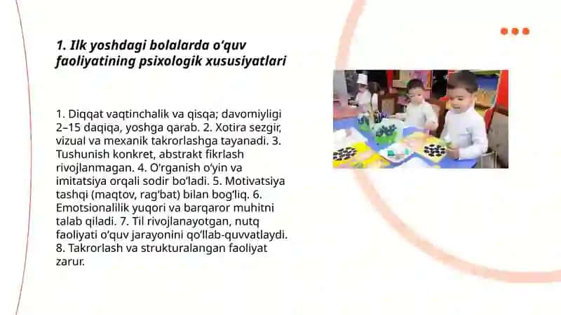 Ilk yoshdagi bolalarda oʻquv faoliyati shakllantirishining dastlabki xususiyatlari 3