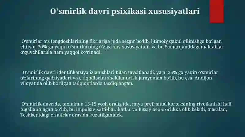 Yoshlik davri va uning oʻziga xos psixologik xususiyatlari 3