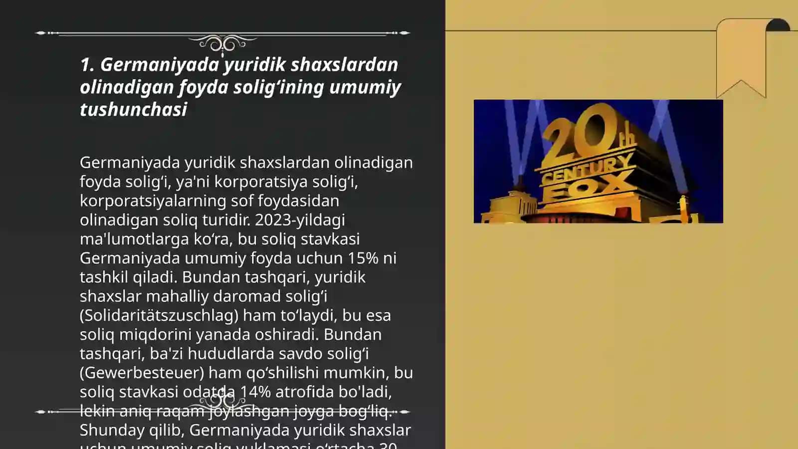 Germaniyada yuridik shaxslardan olinadigan foyda solig‘i haqida batafsil malumot 3