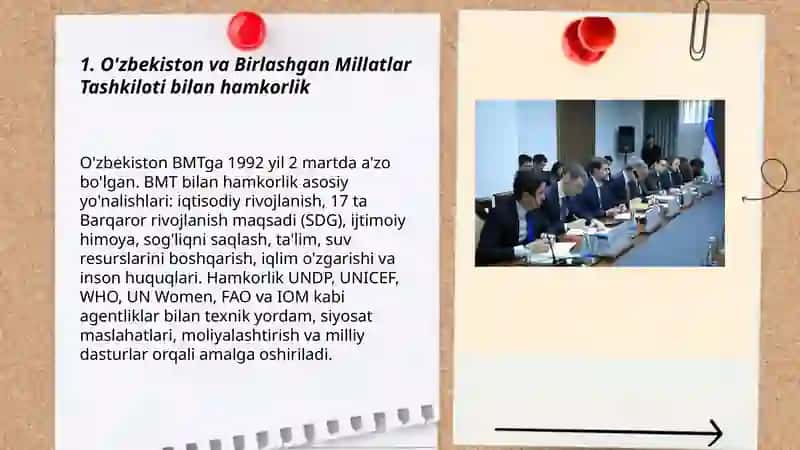 O'zbekistonning xalqaro tashkilotlar bilan hamkorlik aloqalari 3