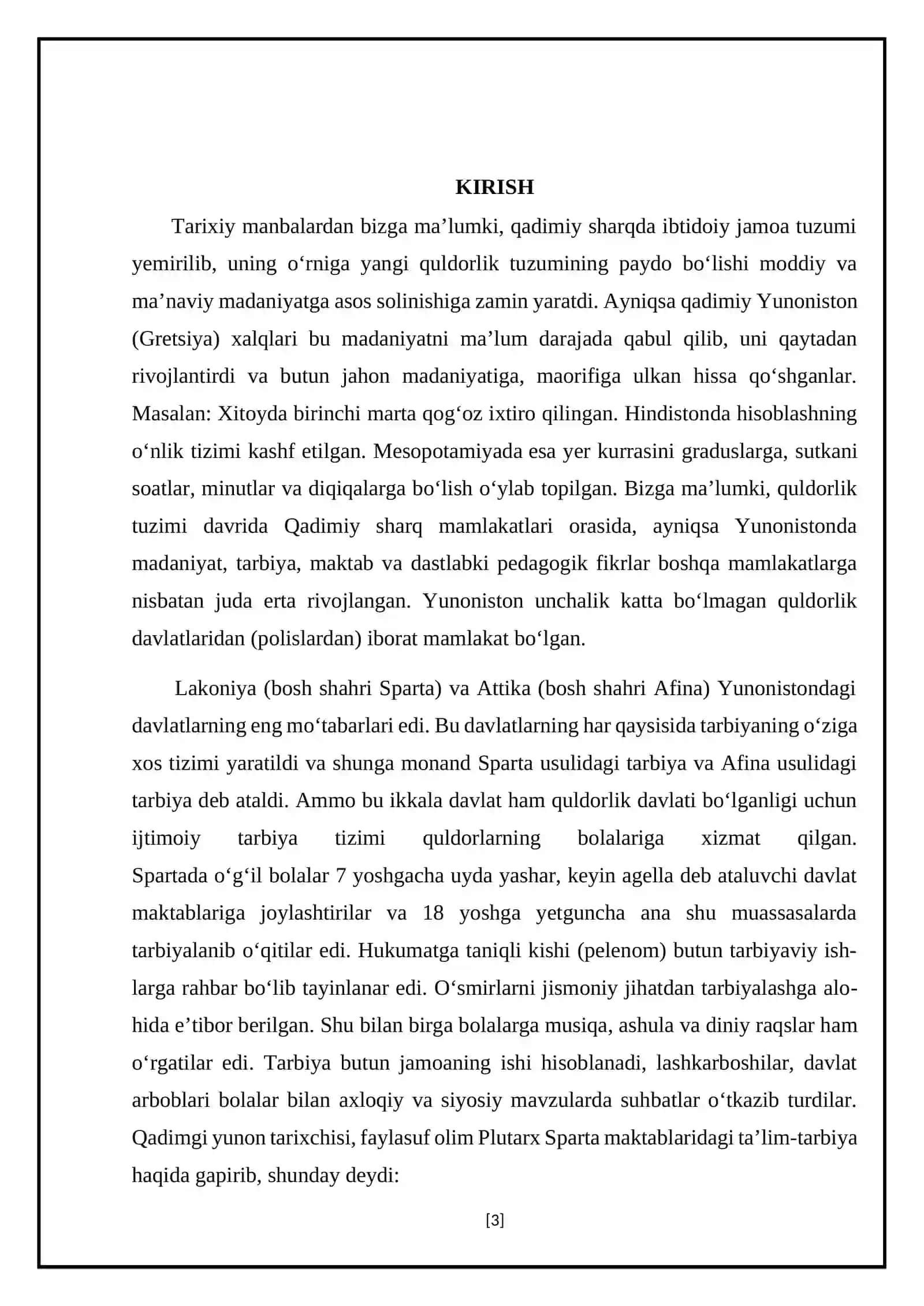 Eng qadimgi davrlarda XIX asrning birinchi yarmida jahon pedagogika fanining rivojlanish tarixi 3