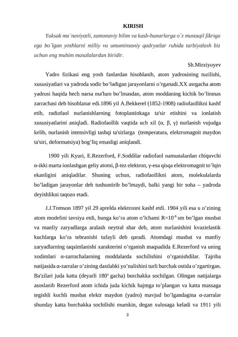 "ATOM YADROSI VA ELEMENTAR ZARRALAR FIZIKASI" 3