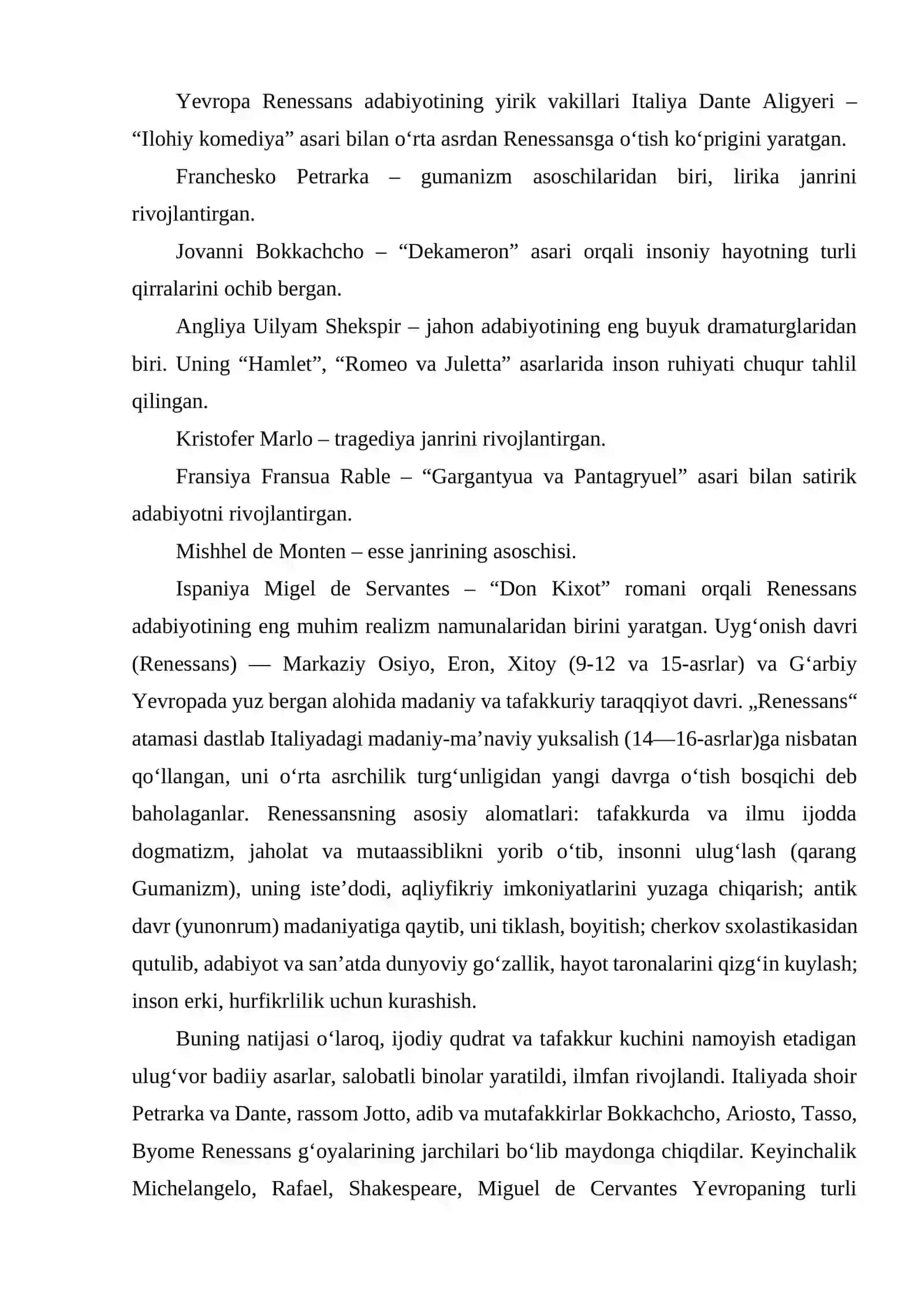 JAHON ADABIYOTIDA RENESSANS MASALASI 3