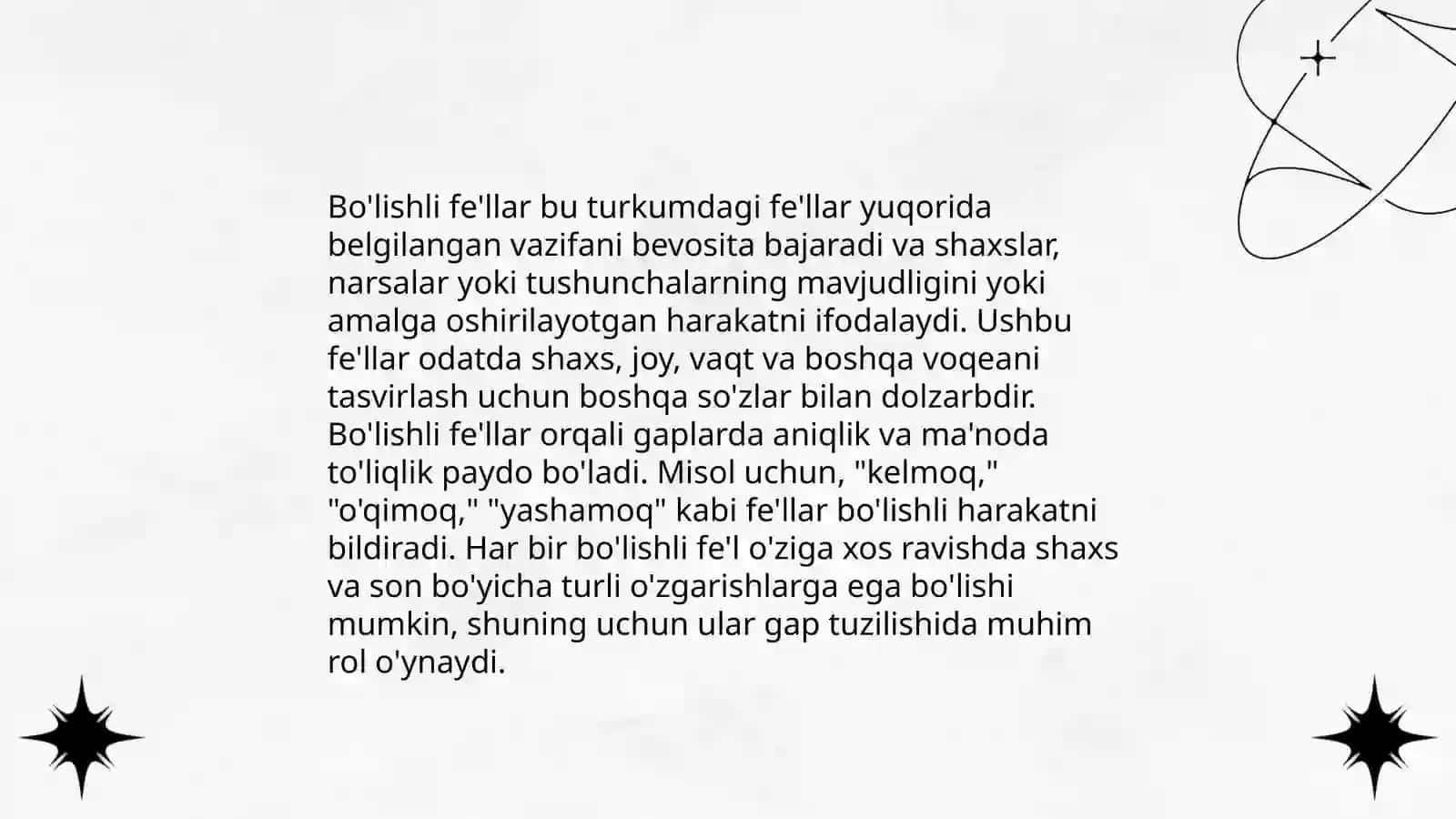 Bo'lishl va bo'lishsiz fe'llar 3