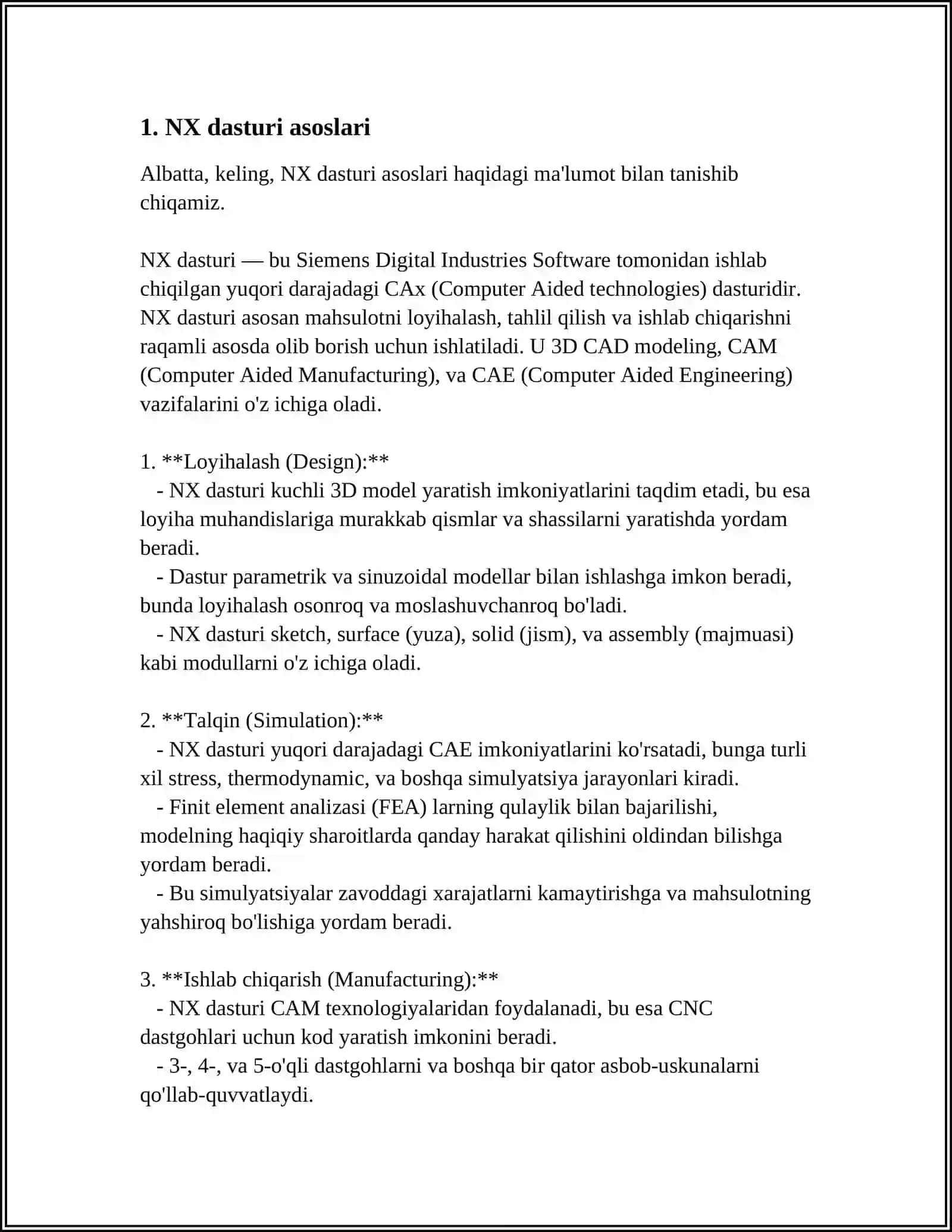 NX dasturi asoslari 3