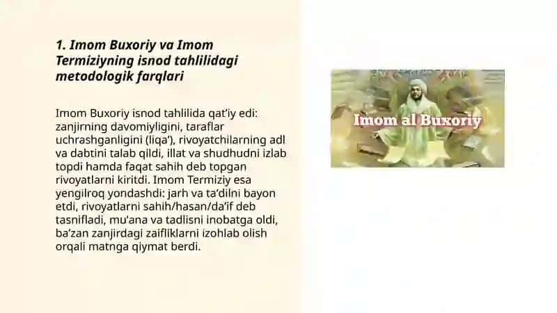 Imom Buxoriy va Imom Termiziyning hadis ilmiga qoʻshgan hissaslarini qiyosiy tahlili 3