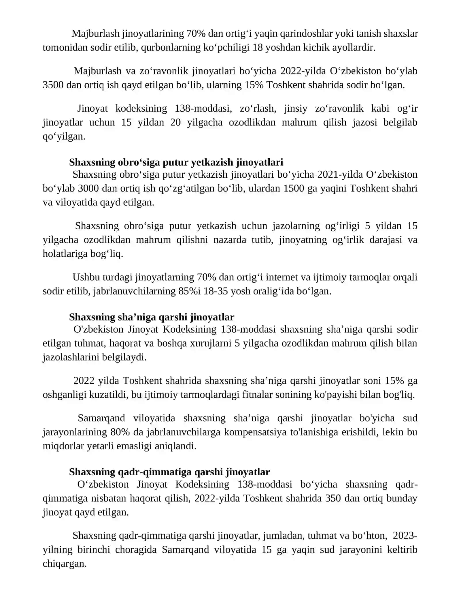 Shaxs ozodligiga qarshi jinoyatlar 3