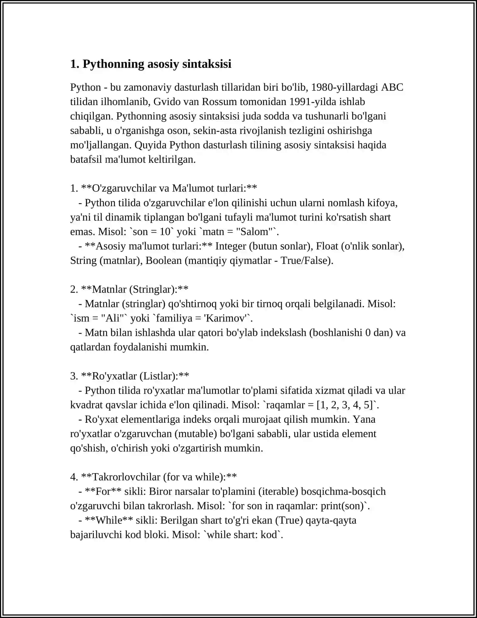 PYTHON DASTURLASH TILI IMKONIYATLARI 3