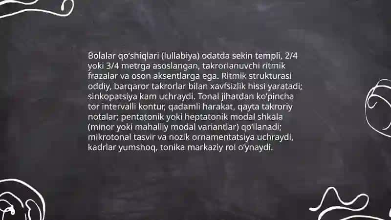 Bolalar folklori namunalarining oʻziga xos belgilarini aniqlash 3