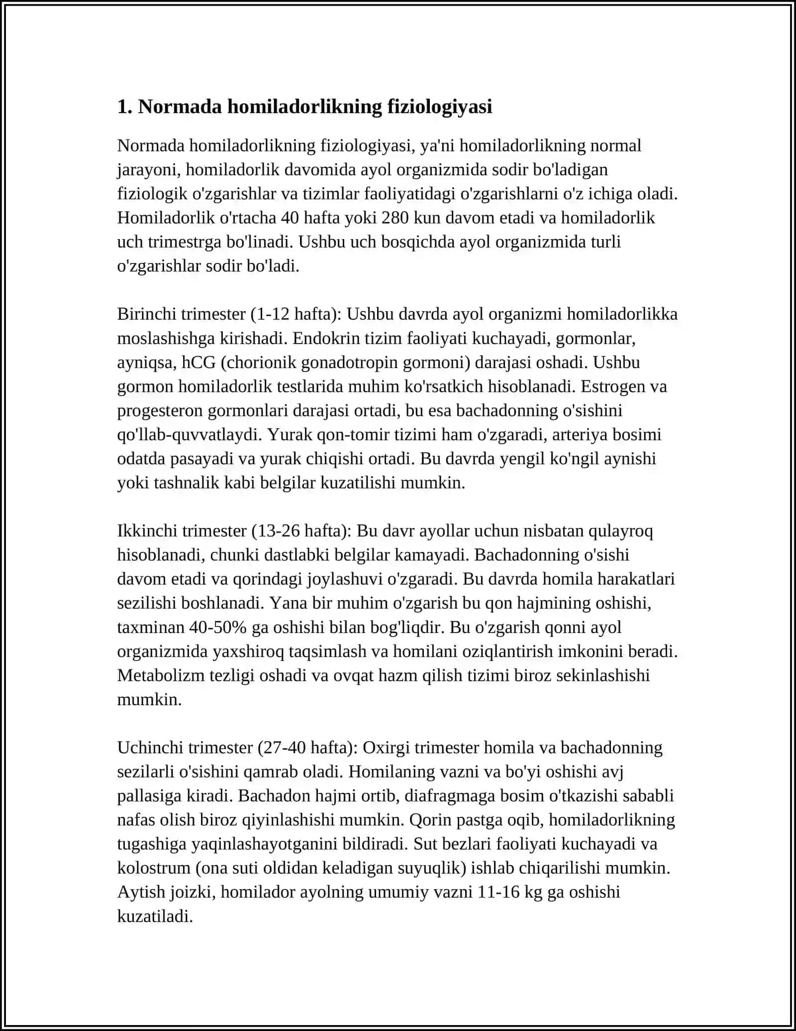 FIZIOLOGIK XOMILADORLIK. KECHISHI,OLIB BORISH TAKTIKASI 3