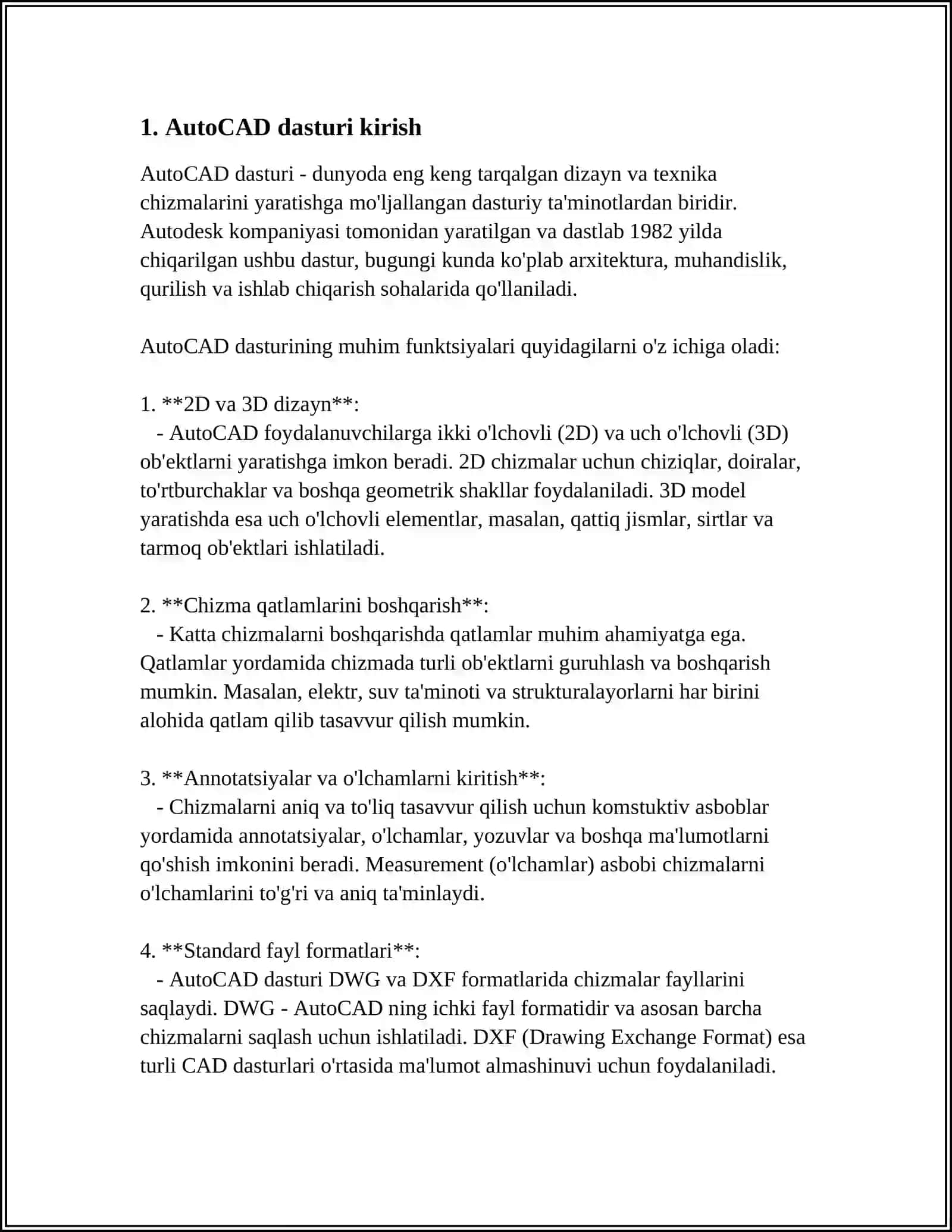AUTOCAD DASTURI HAQIDA MA’LUMOT VA UNING INTERFEYSI 3