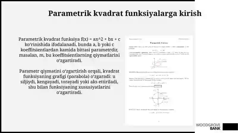 Parametrik kvadrat funksiyalar 3
