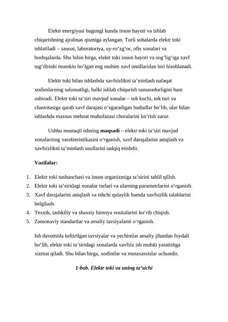 Elektr toki ta’siri mavjud xonalarning xarakteristikasi 3