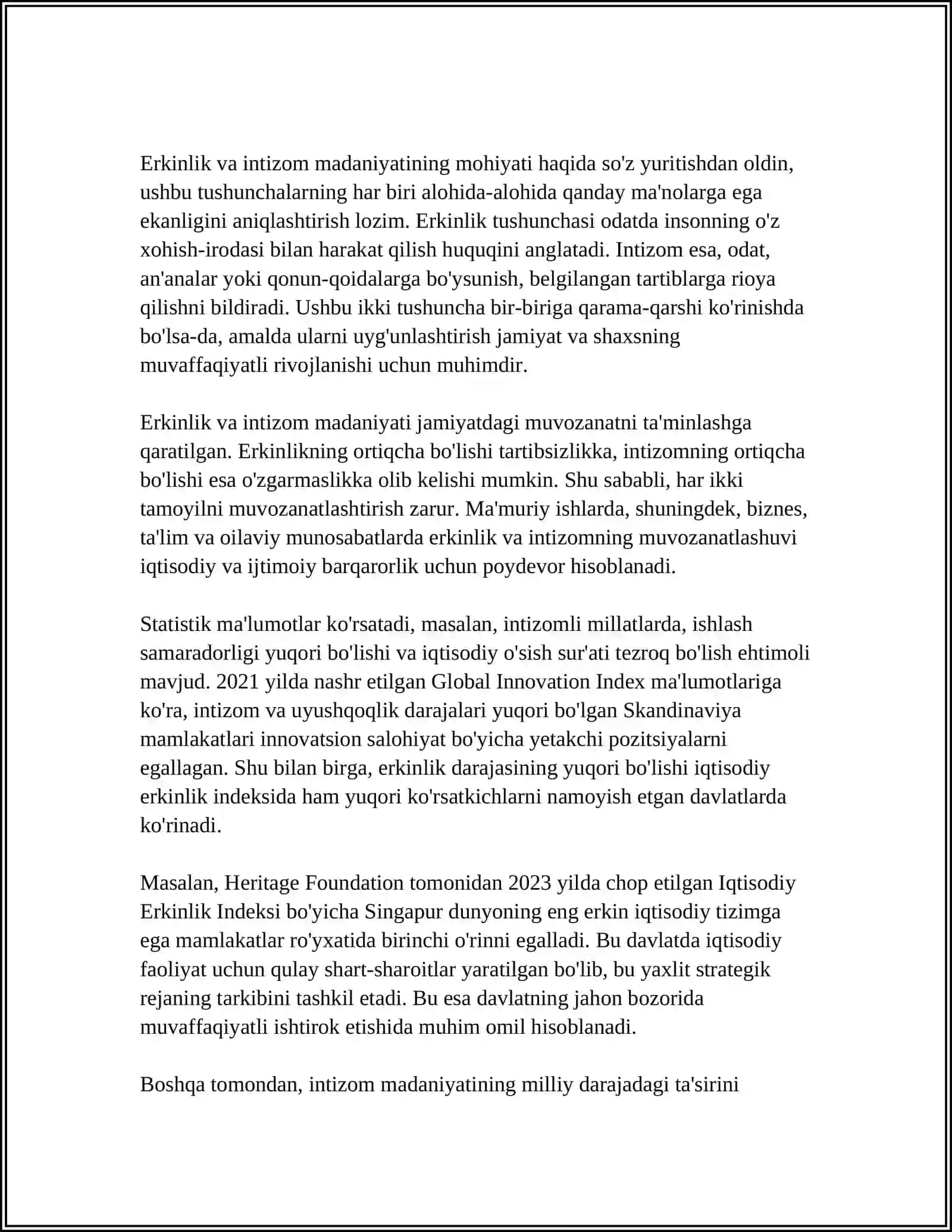 O‘QUVCHILAR MA'NAVIYATINI YUKSALTIRISHDA ERKINLIK VA INTIZOM MADANIYATIGA OID BILIMLAR BILAN BOYTISH ERKINLI VA INTZOM 3