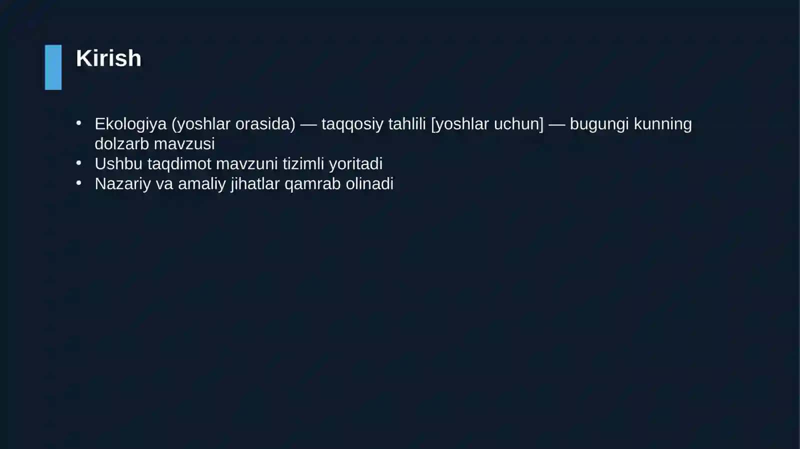 Ekologiya (yoshlar orasida) — taqqosiy tahlili [yoshlar uchun] 3