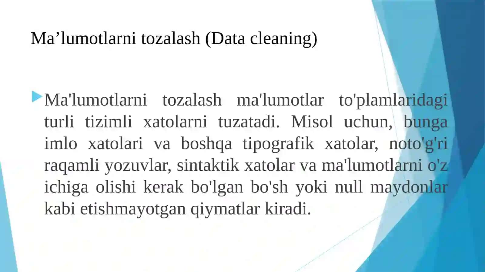 Ma'lumotlarni tozalash (Data cleaning) 3
