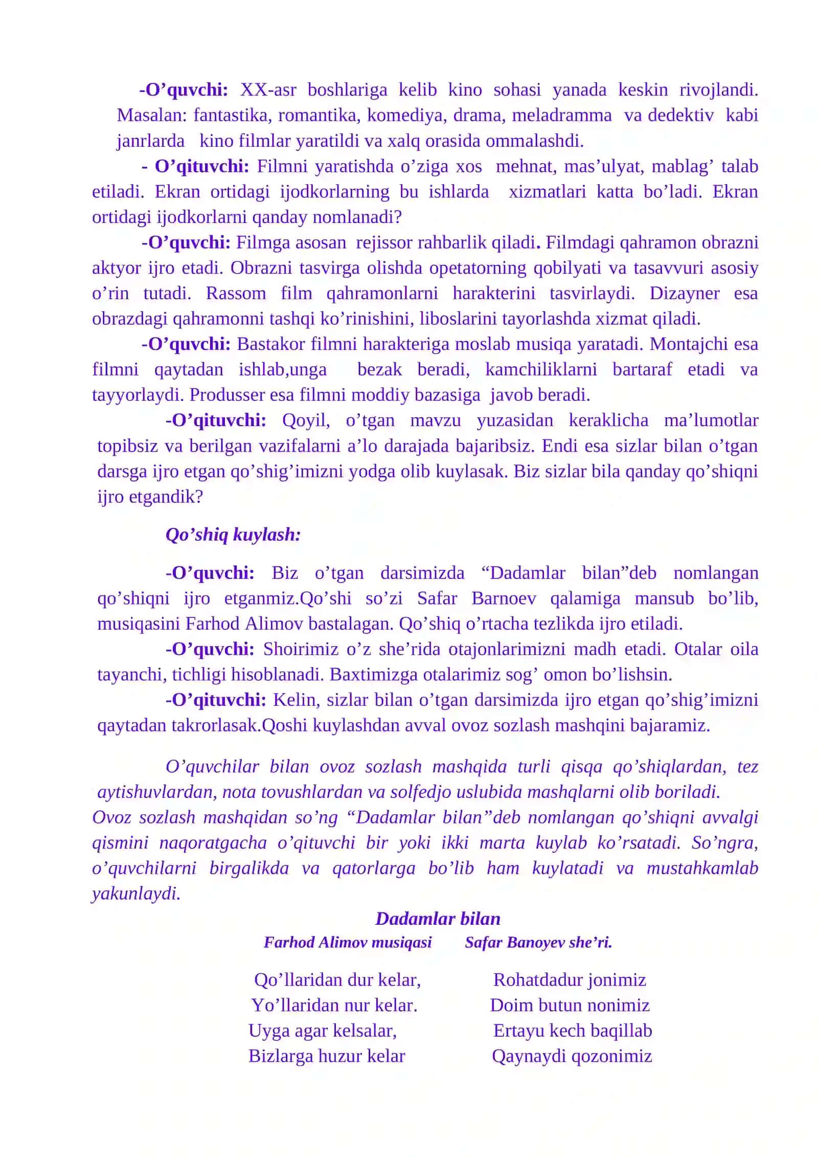 Televideniya va kino  musiqasi haqida. 3