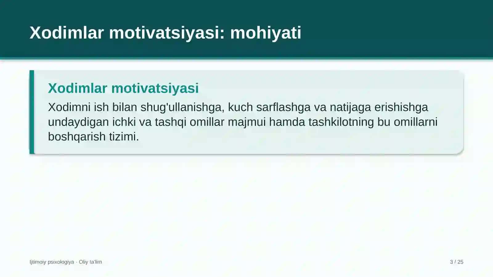 Ijtimoiy Psixologiya · Oliy Ta'lim 3
