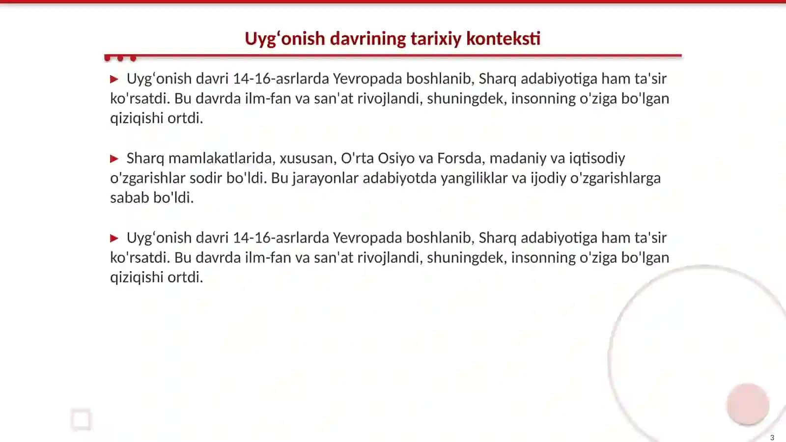 Uygʻonish davri sharq adabiyoti 3